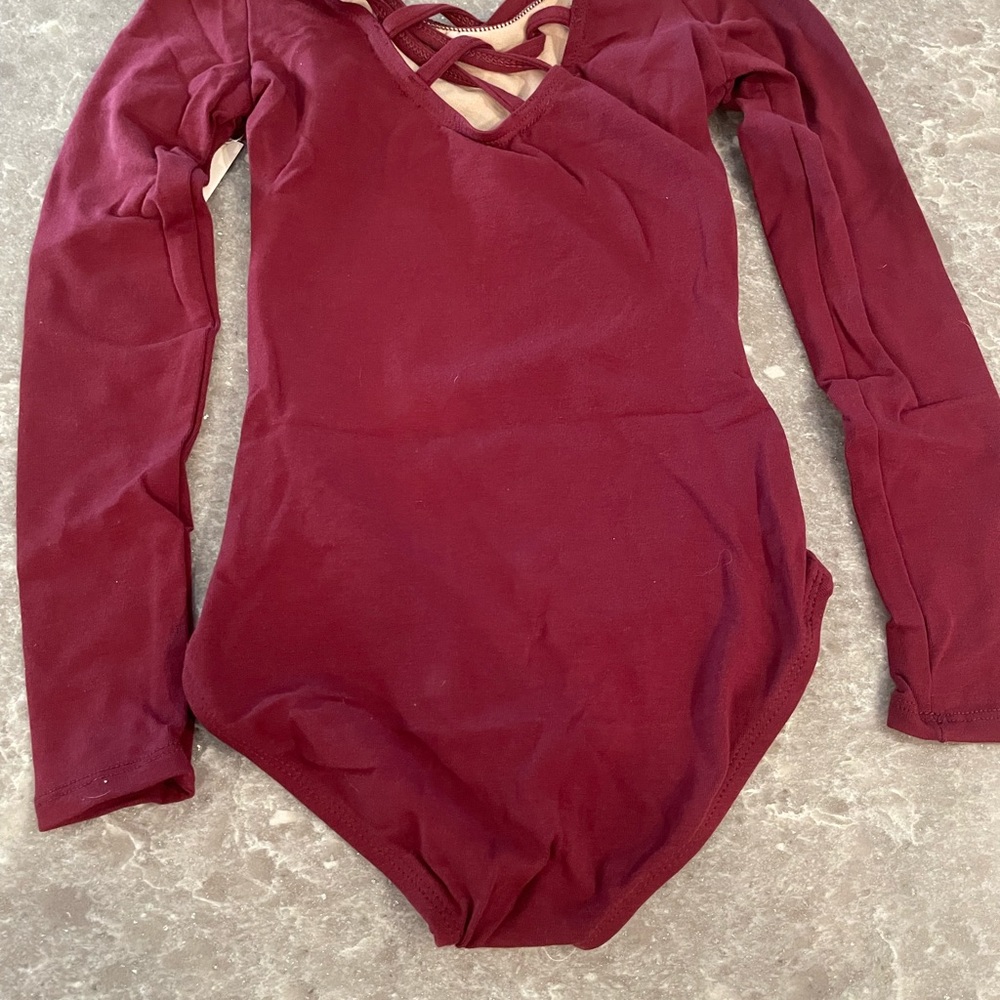 Long Sleeve Burgundy Leotard--Child Sizes  New with Tags